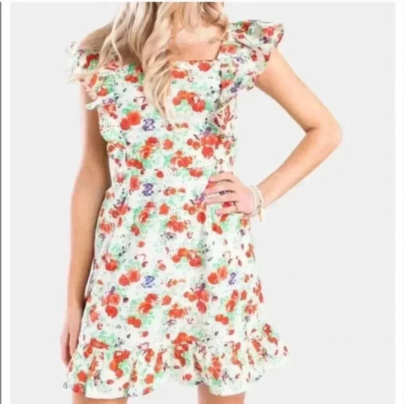 Francescas Floral Ruffle Mini Dress - Picture 1 of 8